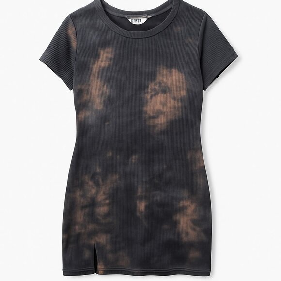 PatPat Women’s Ribbed Tie-Dye T-Shirt Dress Black Gray Size 16W NWT - Picture 1 of 8